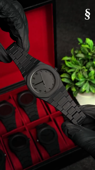 ⌚🖤 Luxury Black Arabic Dial Watch – Royal Style for Trendsetters ✨