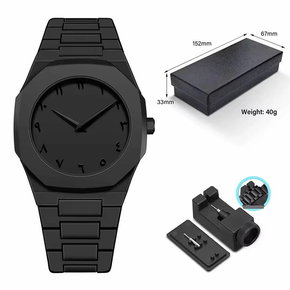 ⌚🖤 Luxury Black Arabic Dial Watch – Royal Style for Trendsetters ✨