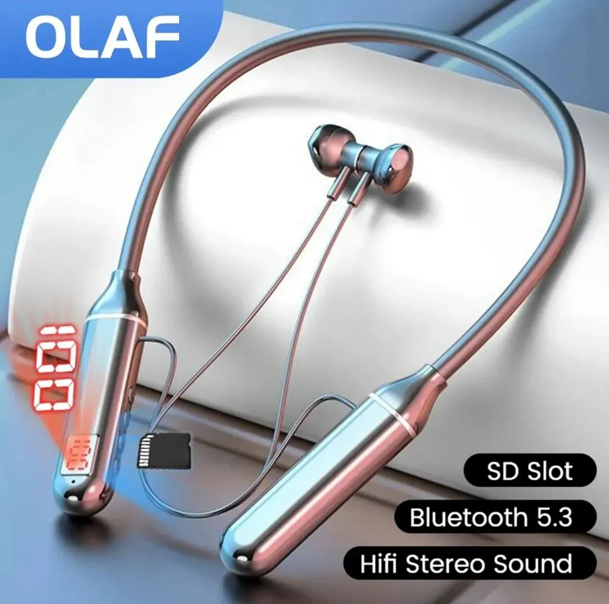 🎧✨ OLAF Bluetooth 5.3 Neckband Earphones – HiFi Stereo Sound & Stylish Design