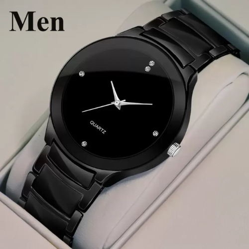 ⌚🖤 Men’s Luxury Black Quartz Watch – Elegant & Modern Style ✨